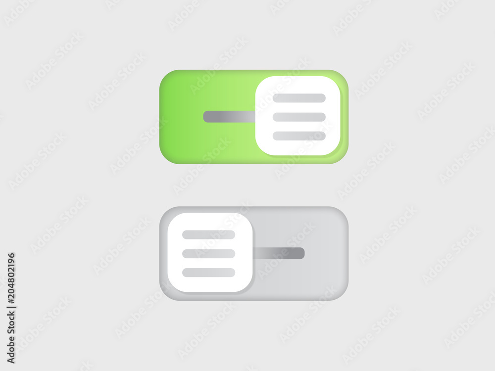 Flat vector icon On and Off Toggle switch button Flat vector icon On and Off Toggle switch button