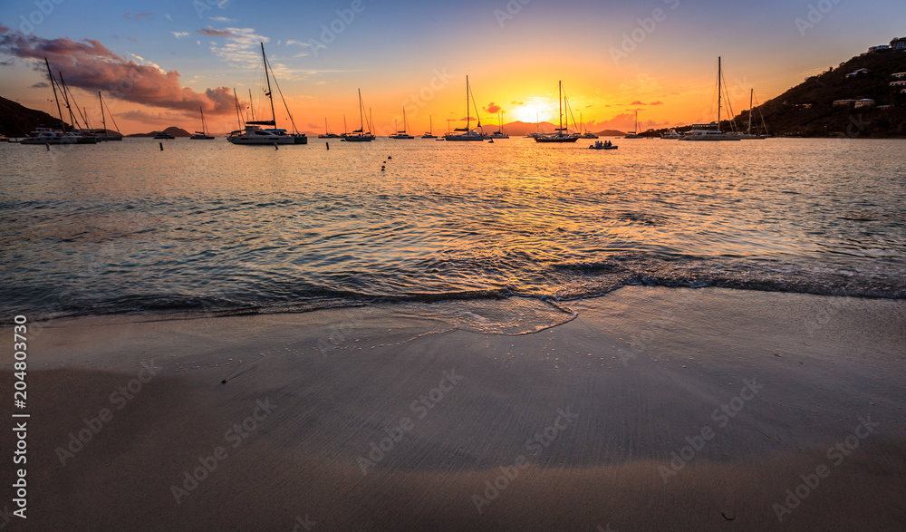 Naklejka premium Sunset in British Virgin Islands