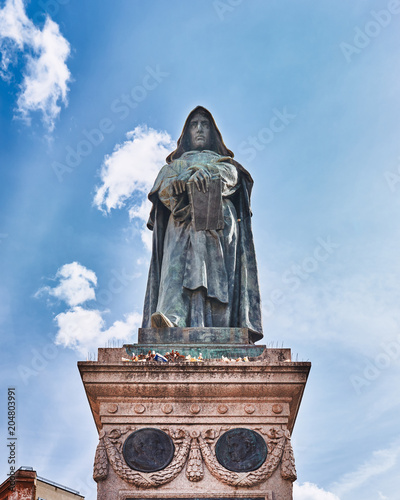 Rome, statue of Giordano Bruno in Campo de Fiori (fields of flower)