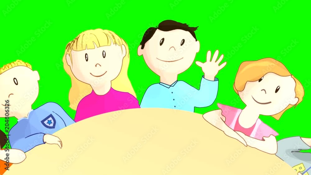 children spinning on the ball.girls and boys, they wave their hands and smile.on green background children spinning on the ball.girls and boys, they wave their hands and smile.on green background