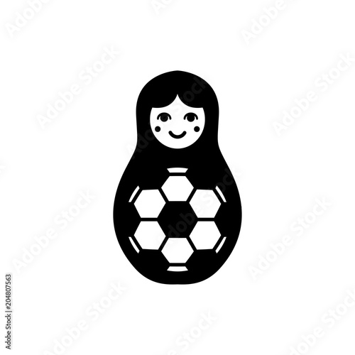 Vector illustration of nested doll (matryoshka) with a soccer ball.