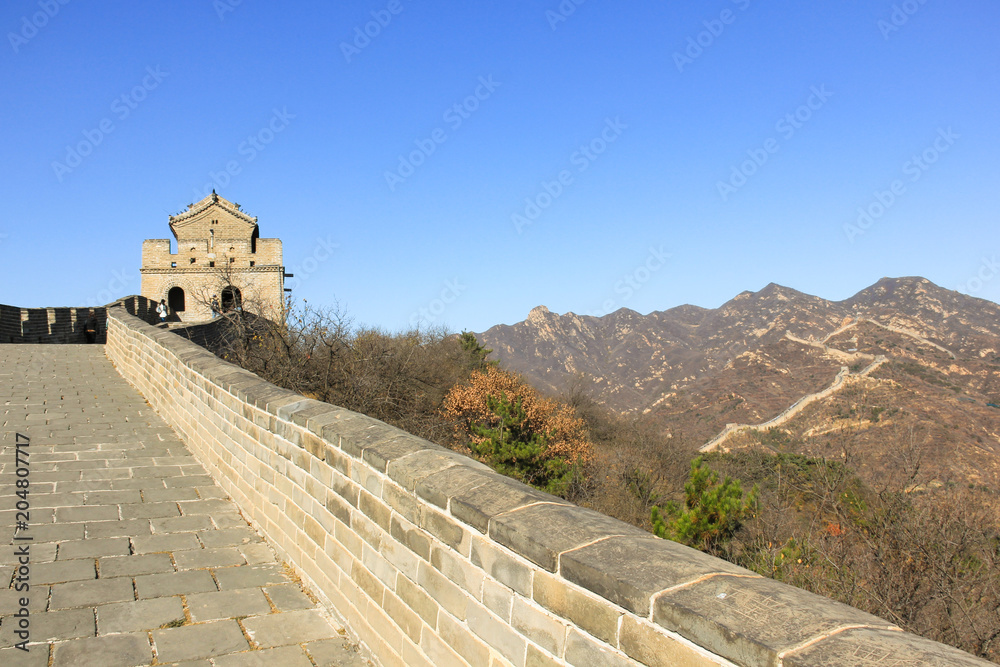 A tower on the top of the Great Wall in Badaling, outside of Beijing, China. Chinese ancient landmark