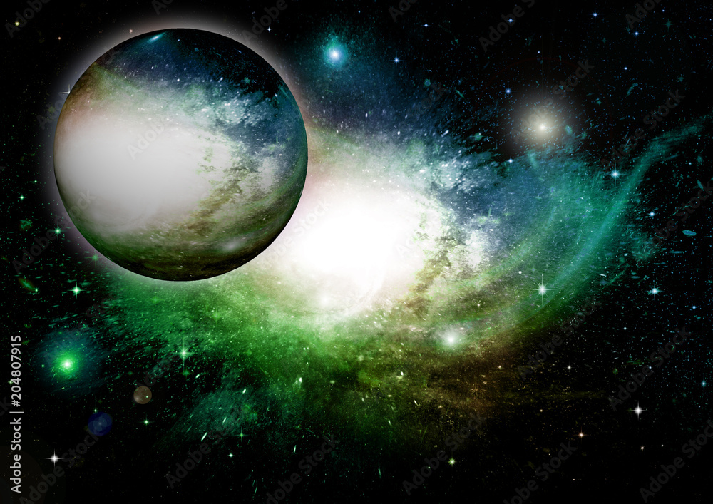 Fototapeta premium Stars, dust and gas nebula in a far galaxy