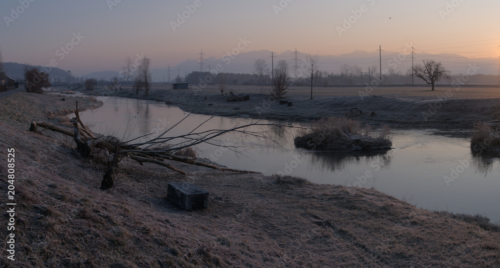 Canal dreams; icy morning on the canal in Rüthi SG