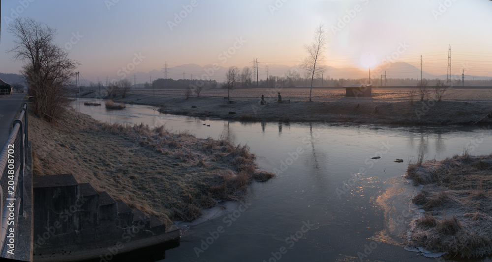 Canal dreams; icy morning on the canal in Rüthi SG