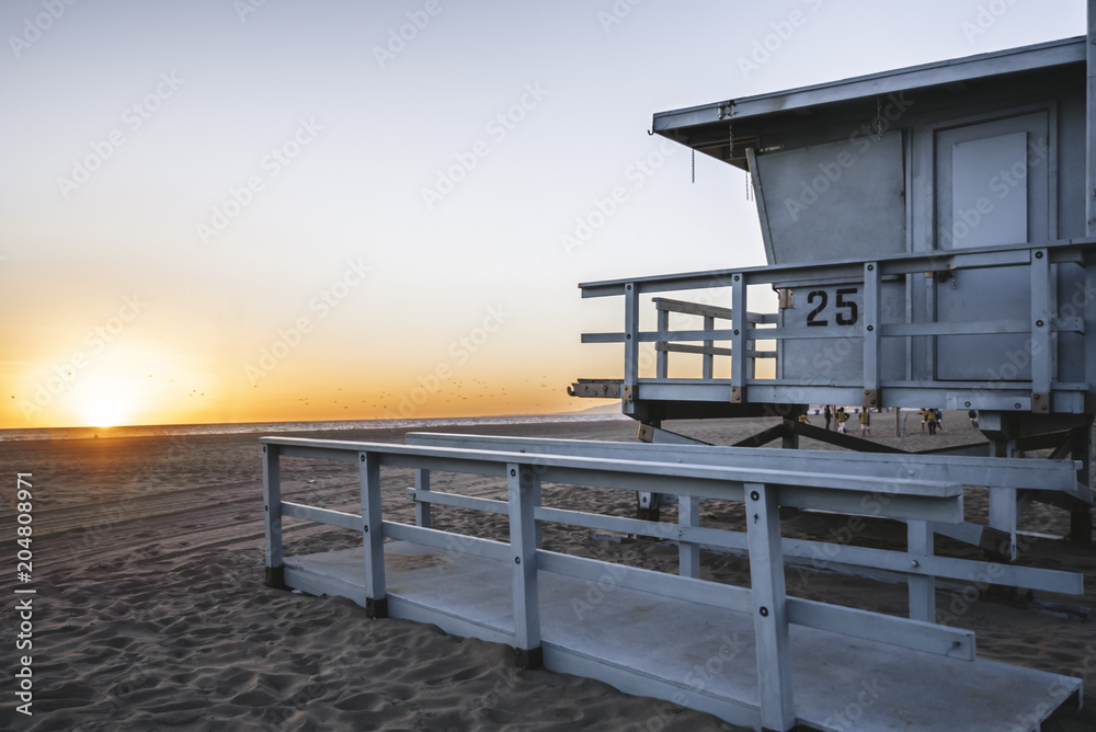 Sunset at Santa Monica beach