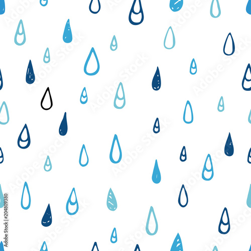Tear and drop signs seamless pattern. Hand drawn doodle water symbols on white background. Cute rain pattern for your design.