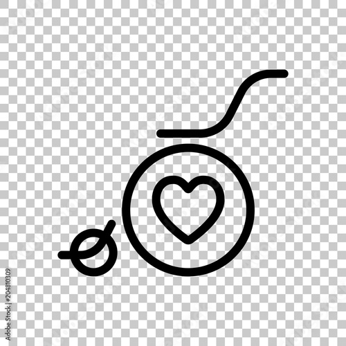 wheelchair and heart, outline icon. On transparent background.