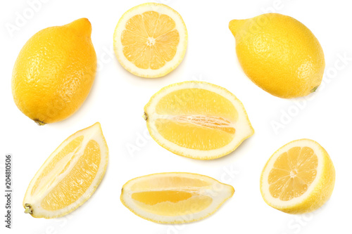 healthy food. sliced lemon isolated on white background top view
