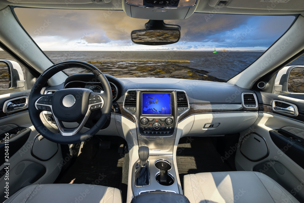 interior of a luxury car, travel concept and adventure