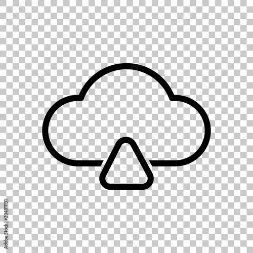 outline upload simple cloud icon. linear symbol with thin outline. On transparent background.