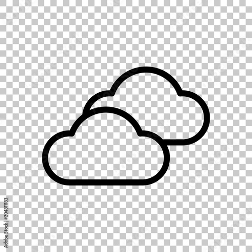Mostly cloudy icon. Simple linear icon with thin outline. On transparent background.