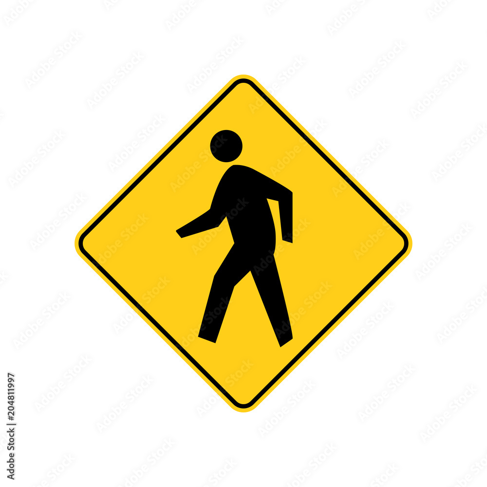 Pedestrian Crossing Road Sign Vector Illustration Stock