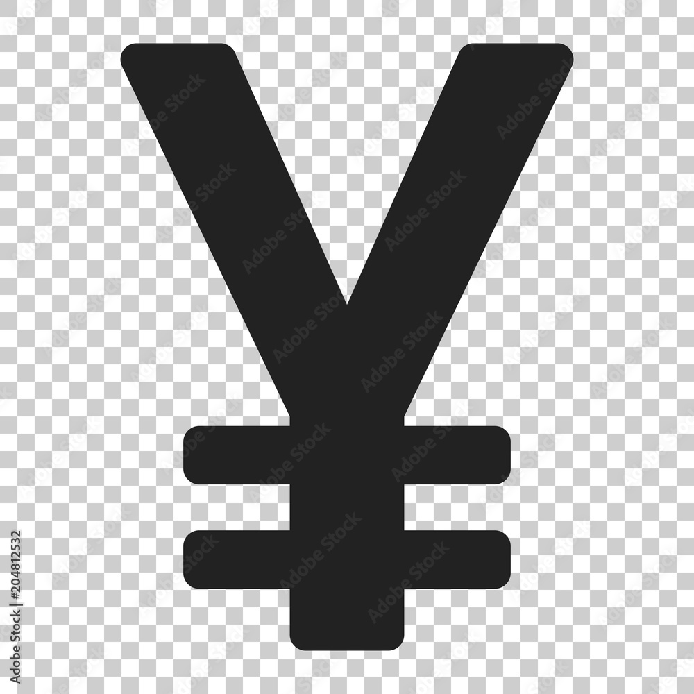 Obraz premium Yen, yuan money currency vector icon in flat style. Yen symbol illustration on isolated transparent background. Asia money business concept.