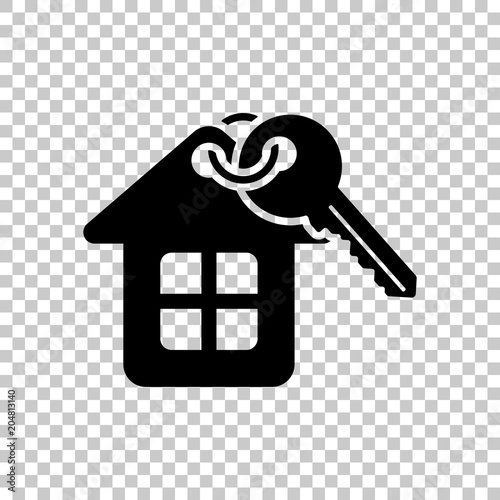 House with key. On transparent background.