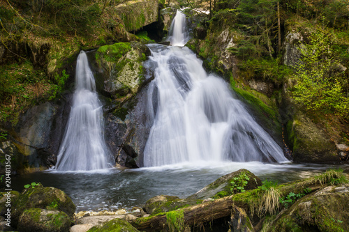 Fototapeta Naklejka Na Ścianę i Meble -  Germany, Two parallel waterfalls and two terraces of triberg waterfalls in black forest