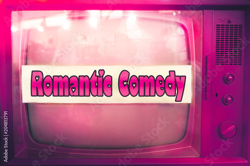 Fotografi romantic comedy pink tv film genre purple television label old tv text vintage r