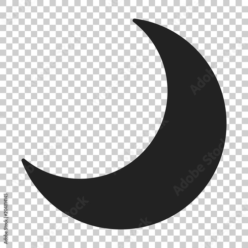 Nighttime moon vector icon in flat style. Lunar night illustration on isolated transparent background. Moon business concept.