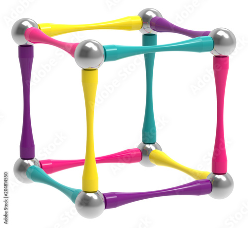 Children's magnetic toy in the form of a cube, 3D rendering. photo