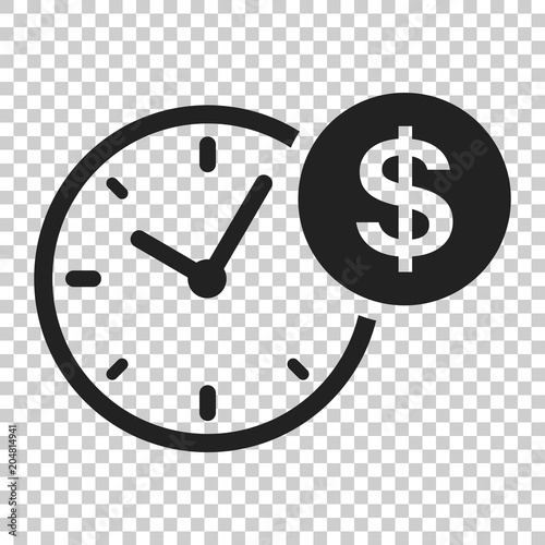 Business and finance management icon in flat style. Time is money illustration on isolated transparent background. Financial strategy business concept.