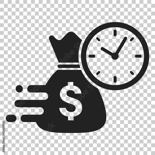 Business and finance management icon in flat style. Time is money illustration on isolated transparent background. Financial strategy business concept.