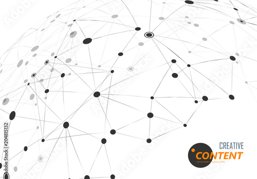 Network abstract vector background with connected shapes