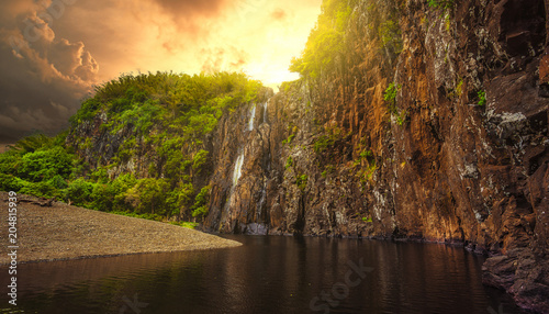 View of the Niagara waterfall at Sainte Suzanne in the north-east of Reunion Island
