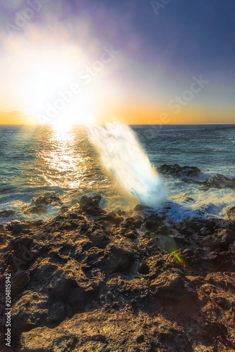 Jet of sea water from Le Souffleur - Saint-Leu - Reunion Island