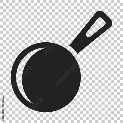 Frying pan icon in flat style. Cooking pan illustration on isolated transparent background. Skillet kitchen equipment business concept.
