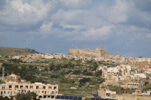 View to Ir-Rabat in Gozo Island Malta at Mediterranean Sea 