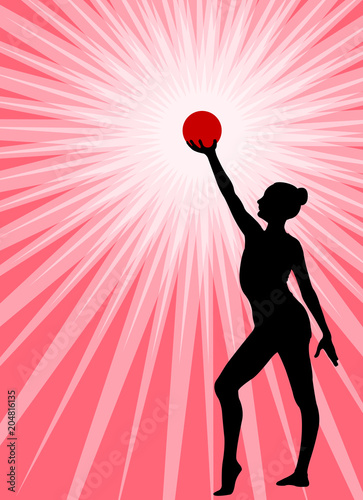 rhythmic gymnast silhouette on the abstract background - vector