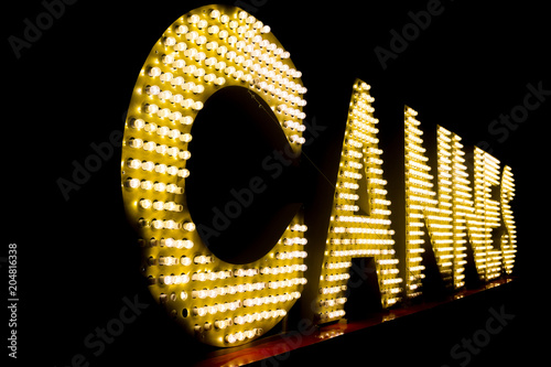 Cannes written with light bulbs photo