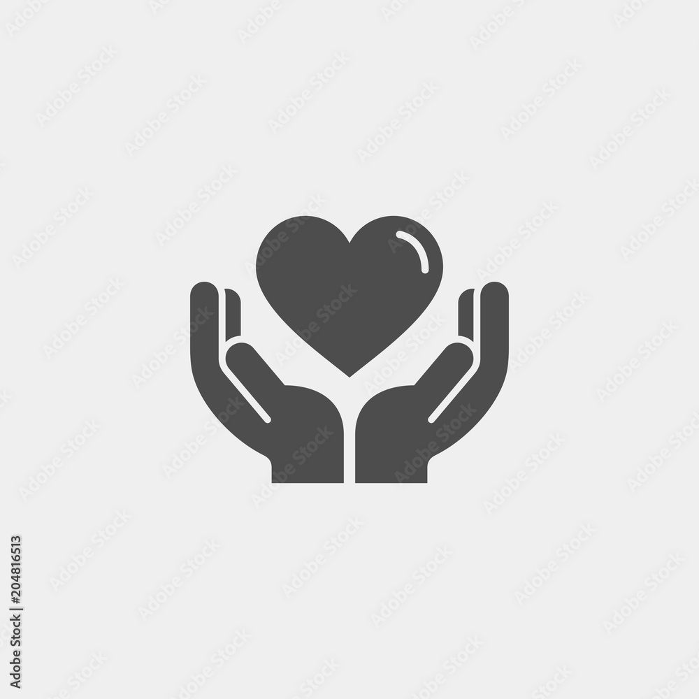 Heart in palms flat vector icon. Human flat vector icon Heart in palms flat vector icon. Human flat vector icon