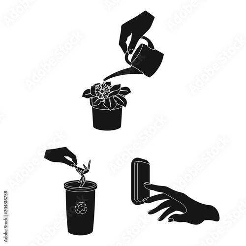 Manipulation by hands black icons in set collection for design. Hand movement vector symbol stock web illustration.