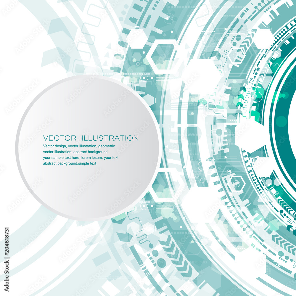 Technology background and abstract digital tech circle with various technological elements. Vector illustration. EPS 10.