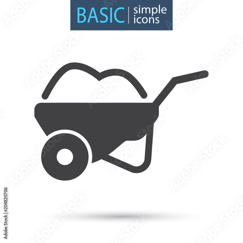 Garden wheelbarrow simple basic icon