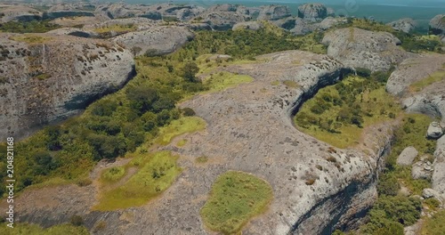 Aerial shot of Pungo Andongo stones in Malanje, Africa, Angola. photo