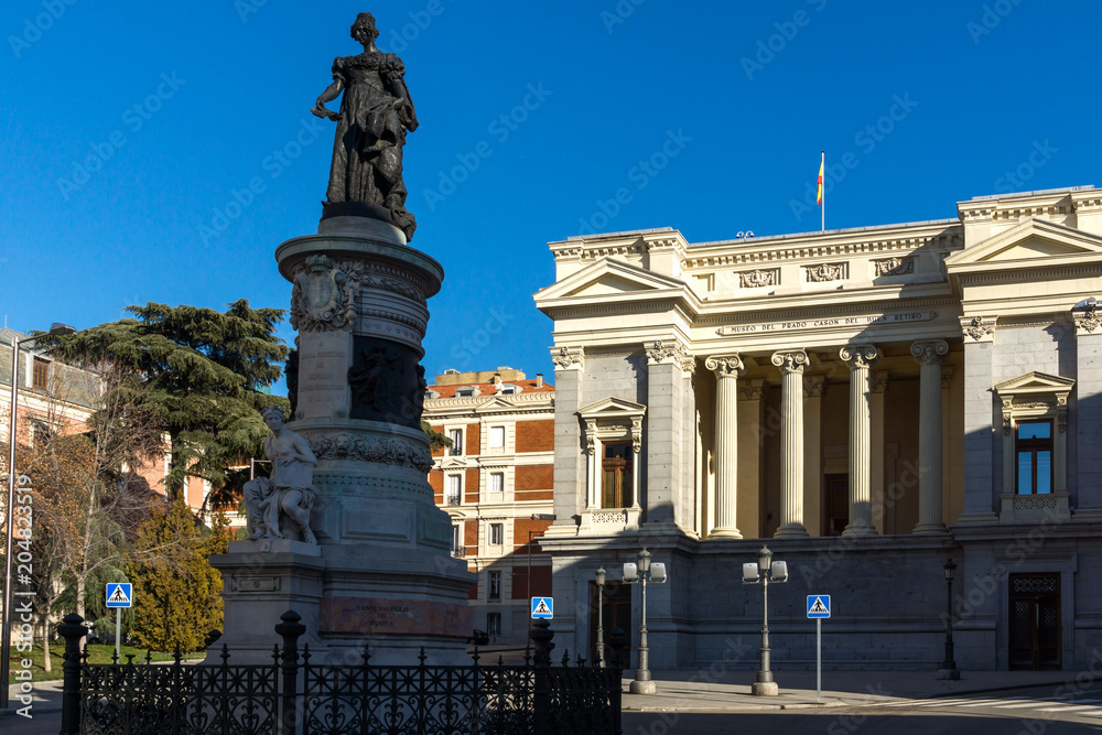 Maria Cristina de Borbon Statue in front of Museum of the Prado in City of Madrid, Spain

