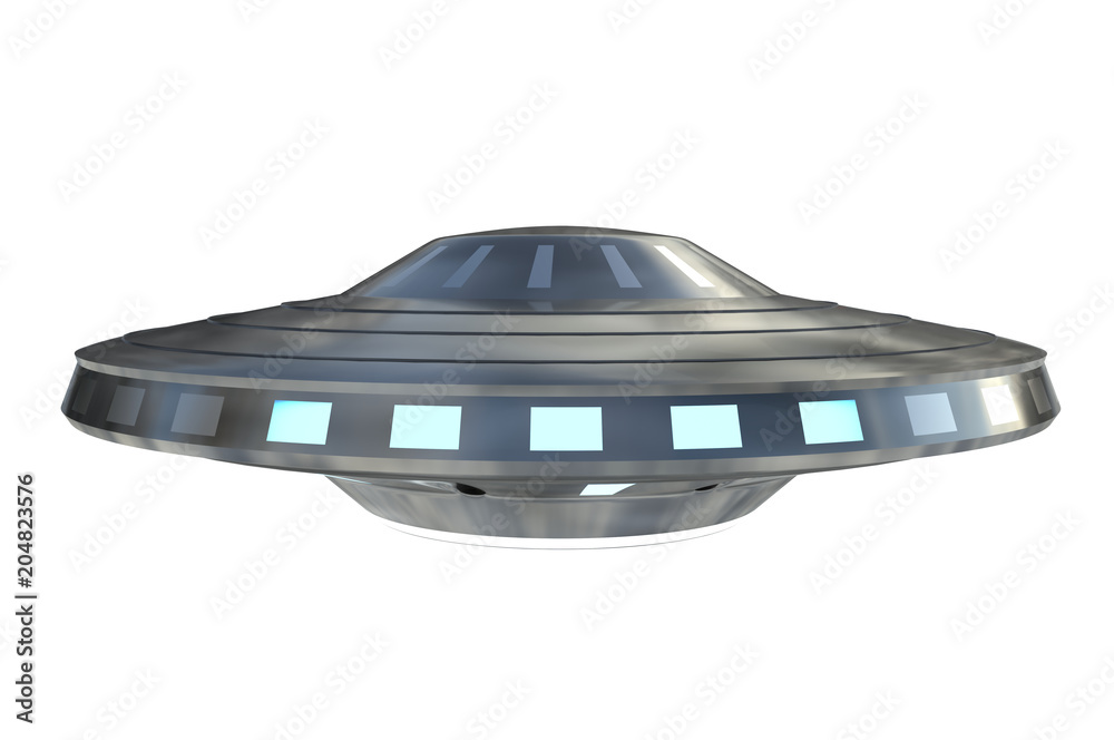 UFO or alien spaceship isolated on white background Stock Illustration ...