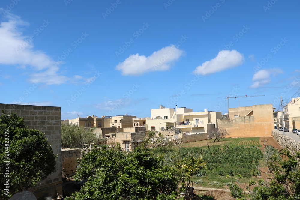 Harbor town of Mġarr in Gozo Island Malta at Mediterranean Sea 