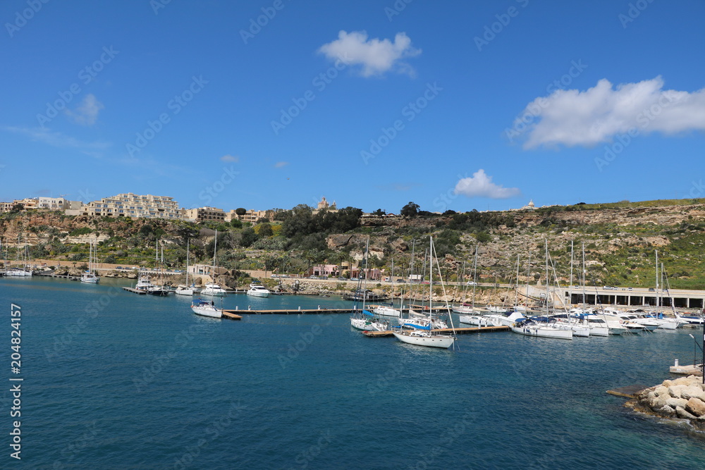 Fototapeta premium Harbor town of Mġarr in Gozo Island Malta at Mediterranean Sea