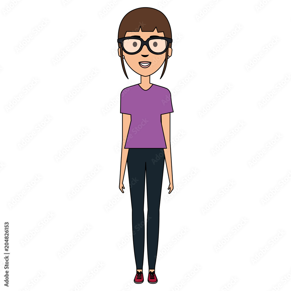 beautiful woman with glasses avatar character vector illustration design