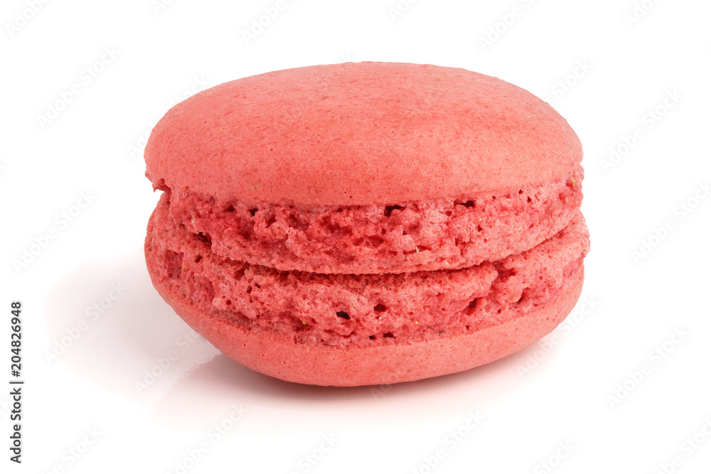 red macaroon isolated on white background closeup red macaroon isolated on white background closeup