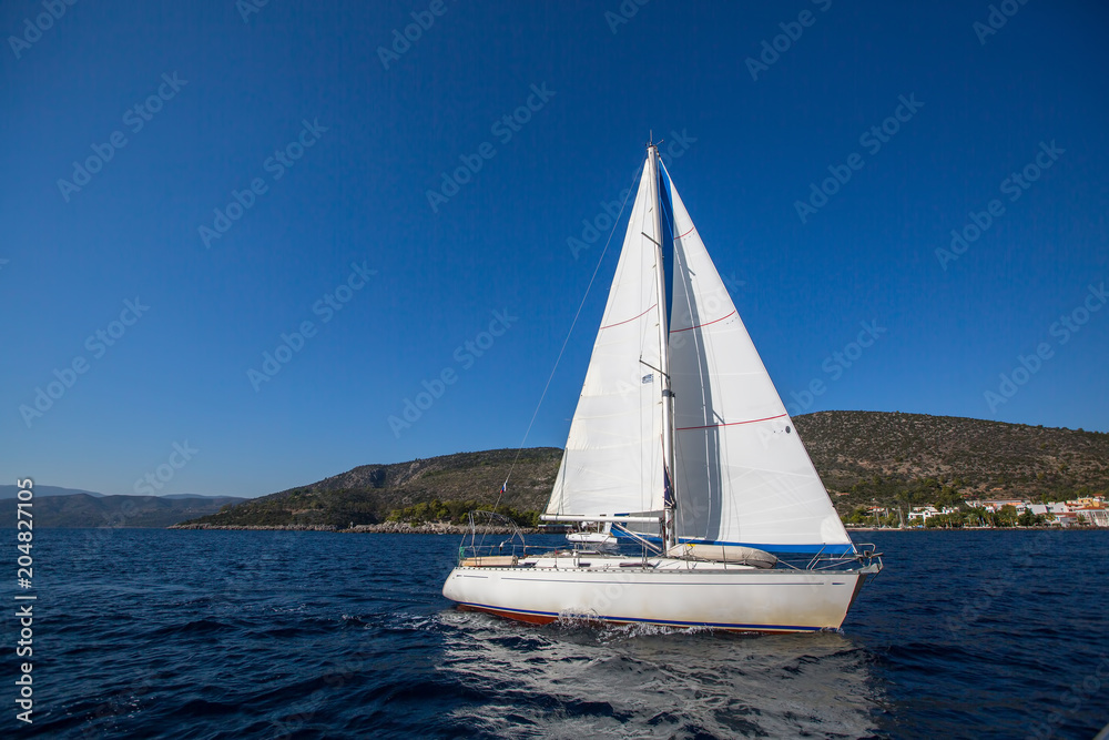 Obraz premium Sailing yacht in the Aegean Sea. Luxury yachts.