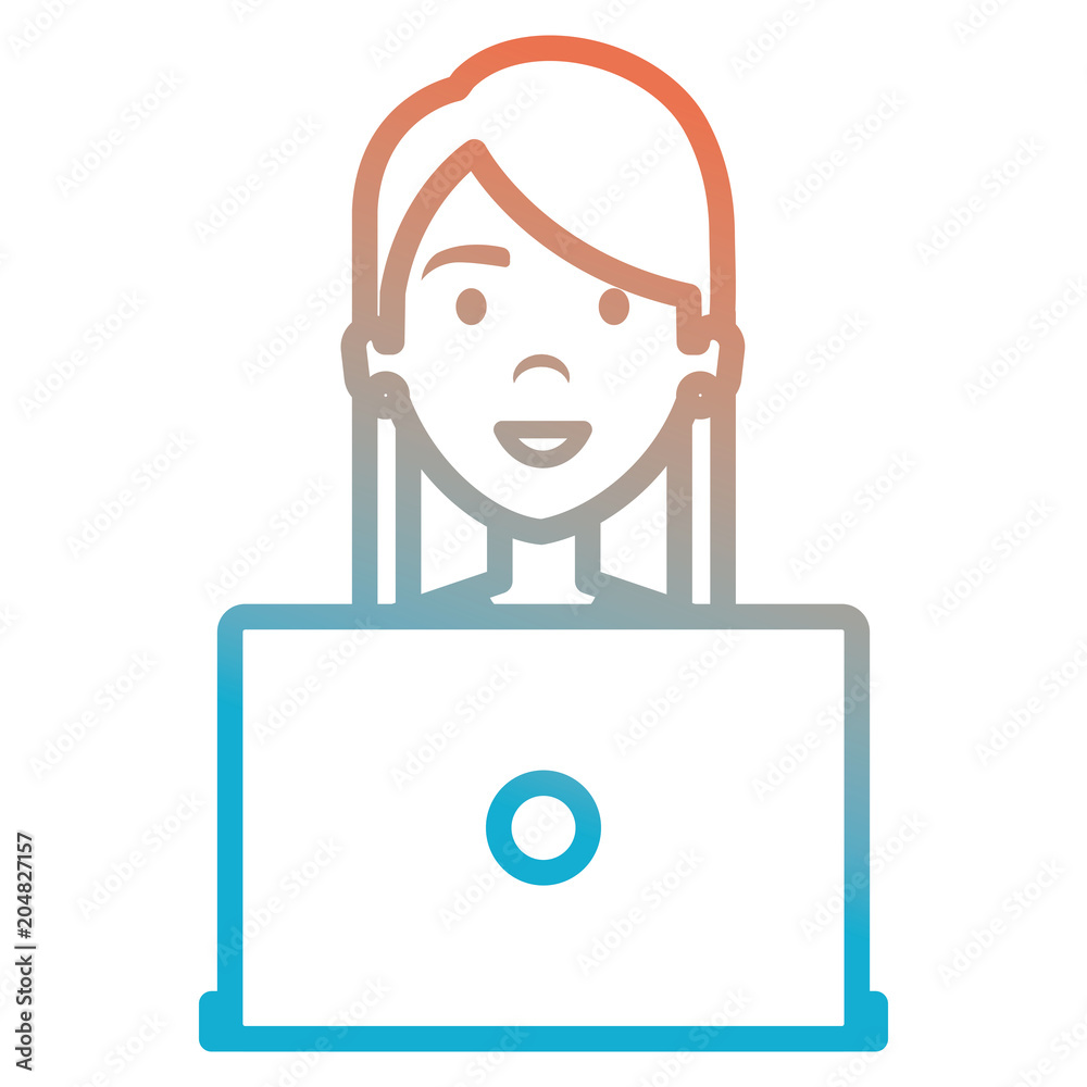beautiful woman with laptop avatar character vector illustration design beautiful woman with laptop avatar character vector illustration design