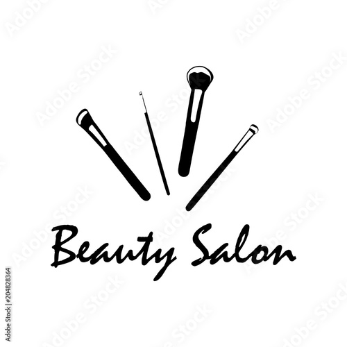 Beauty salon badge. makeup, brush, vector, logo