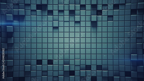 Surface of blue 3D cubes an...
