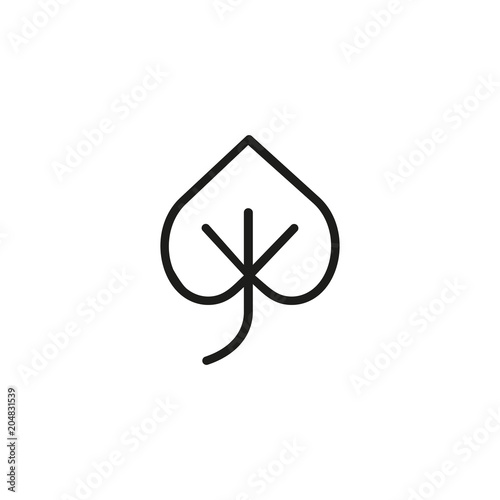 Linden leaf. Flat thin line illustration