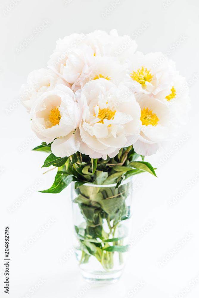 Beautiful bouquet of white Chinese peonies