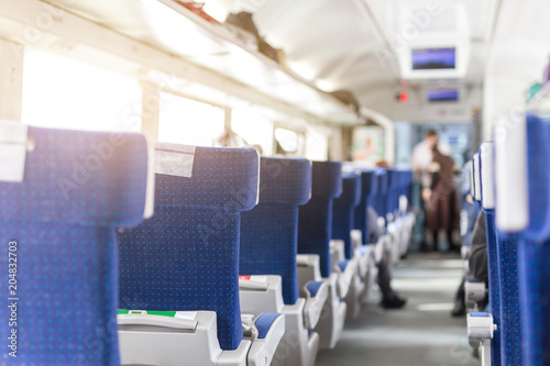 Foto Interior of modern intercity express train